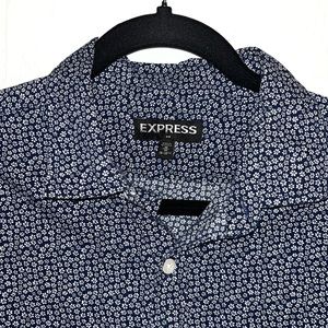 EXPRESS Men’s Microfloral Print Casual Button Down Shirt